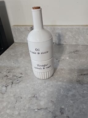 Mud Pie White Ceramic Oil & Vinegar Bottle Set